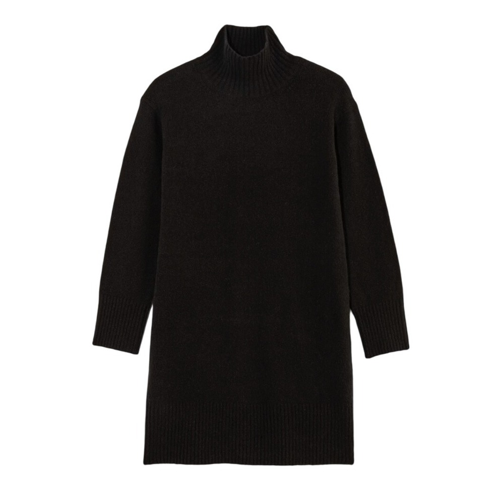 Everlane Black Knit Sweater Dress Long Sleeve Turtleneck Casual Womens Size M - Picture 9 of 13
